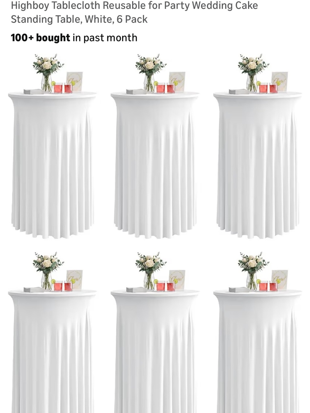 Brand new Tablecloth with skirts for Cocktail Tables - White (6 Pack)